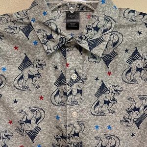 City Streets Dinosaur / Flag / Stars Button Down Shirt 🇺🇸🇺🇸🇺🇸